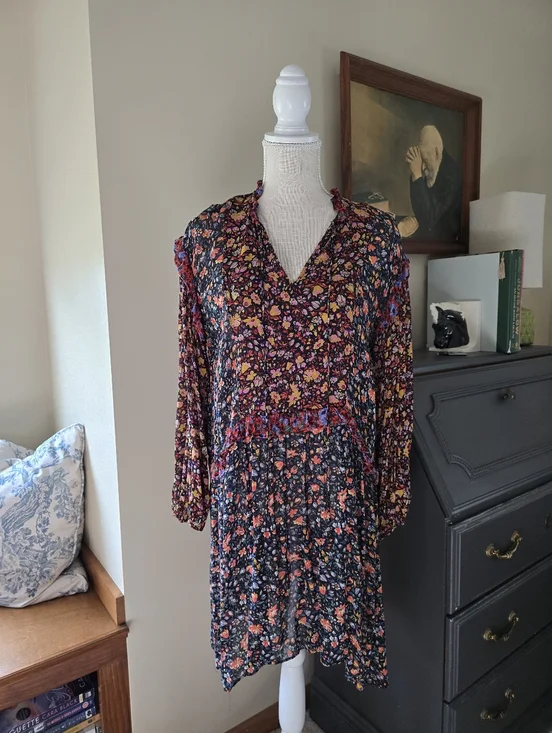 By Anthropologie Size Small Sheer Floral Ruffle Dress - Picture 4 of 13